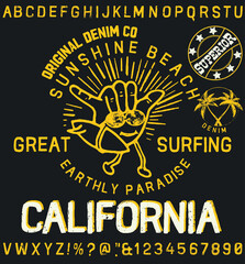 Craft retro vintage typeface design. Youth fashion type. Textured alphabet. Pop modern display vector letters. Drawn in graphic style. Set of Latin characters numbers