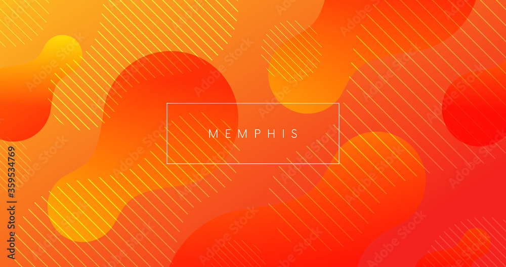 Poster Minimal geometric background vector design. Trendy backdrop with memhis shape elements.
