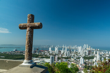 Cartagena das Indias, Bolivar, Colombia on February 17, 2018. View of the city from the Convent of Santa Cruz de la Popa.