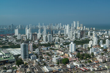 Obraz premium Cartagena das Indias, Bolivar, Colombia on February 17, 2018. View of the city from the Convent of Santa Cruz de la Popa.