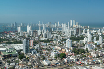 Fototapeta premium Cartagena das Indias, Bolivar, Colombia on February 17, 2018. View of the city from the Convent of Santa Cruz de la Popa.
