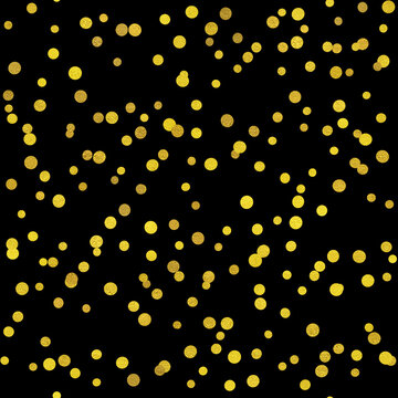 Small Glittering Gold Confetti Circle Dots Seamless Pattern On A Black Background