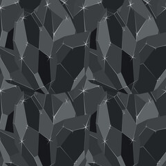 Black diamond stones iceberg seamless vector pattern.