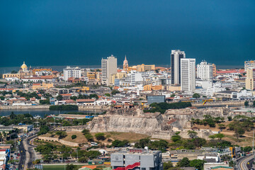 Obraz premium Cartagena das Indias, Bolivar, Colombia on February 17, 2018. View of the city from the Convent of Santa Cruz de la Popa.