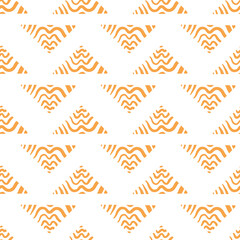 Seamless orange triangle abstract wave textured pattern with white background.