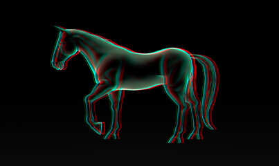 Obraz premium Horses silhouettes with glitch effect