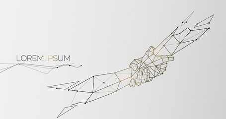 Illustration of two human hands holding each other tight