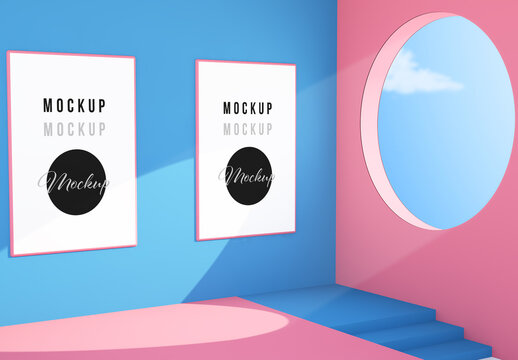 Two Poster Abstract Interior Mockup