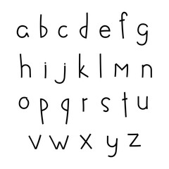 Vector illustration of a black and white alphabet.