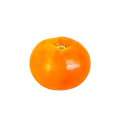 One ripe bright red tomato on white background