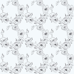 Floral monochrome seamless pattern. Vector graphics. Stock illustration.
