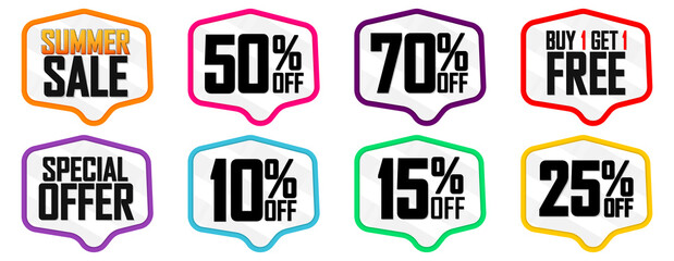 Set Sale banners design template, discount tags, app icons, vector illustration 