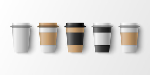 Paper coffee cup mockup template, vector illustration
