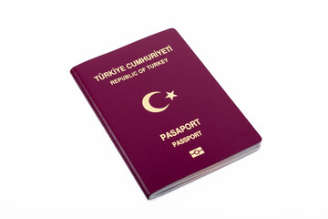 Turkish citizen public passport - isolated on a white background
