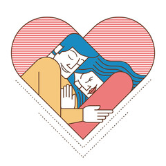 romantic couple illustration in line style