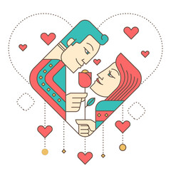 romantic couple illustration in line style