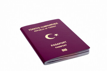 Turkish citizen public passport - isolated on a white background