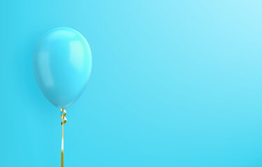Blue balloon with string on a blue background. vector illustration
