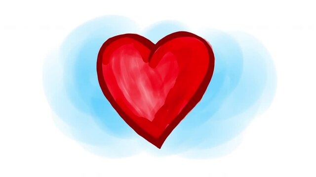 Hand drawn animation red heart in scribble style. Doodle cartoon movie for Valentines Day. 4k
