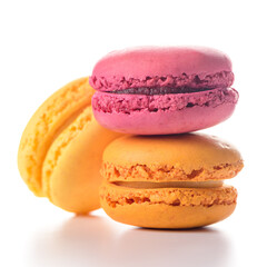 Three macaroons on white