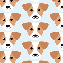 Icono patr&oacute;n con perro beagle sobre fondo celeste	