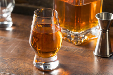 Boozy Amber Whiskey in a Snifter