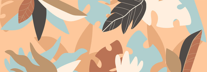 Trendy social media banner template with abstract organic shapes composition in contemporary collage minimal style