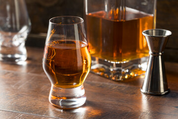 Boozy Amber Whiskey in a Snifter