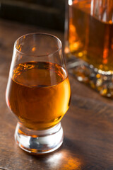 Boozy Amber Whiskey in a Snifter