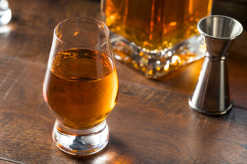 Boozy Amber Whiskey in a Snifter