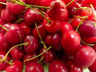 red cherries background