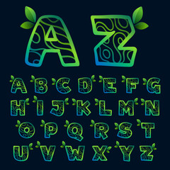 Alphabet with eco waves pattern.