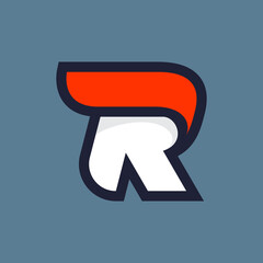 Fast speed R letter logo.