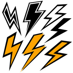 Set of electrical symbols.  Set of lightning symbols
