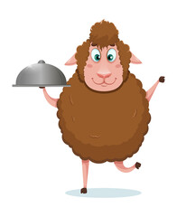 Eid al-Adha Mubarak. Funny cartoon sheep