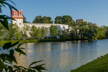 Fototapeta na wymiar View of the Novodevichy Convent on a clear summer evening. Russia Moscow.
