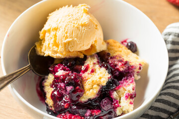 Homemade Berry Cobbler with Ice Cream