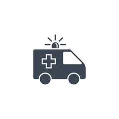 Ambulance Car related vector glyph icon. Isolated on white background. Vector illustration.