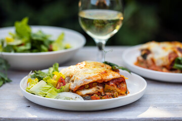 Vegetable lasagne with fresh simple salad