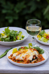 Vegetable lasagne with fresh simple salad