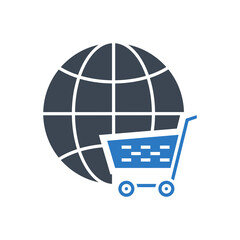 E-commerce Solution Related Vector Glyph Icon. Isolated on White Background. Vector Illustration.