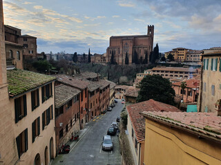 Fototapeta na wymiar Stunning views of the rooftops of Sienna, in the Tuscany region of Italy.