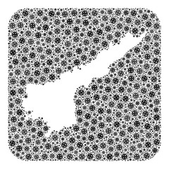 SARS virus map of Andhra Pradesh State mosaic created with rounded square and subtracted shape. Vector map of Andhra Pradesh State mosaic of virus ojects in different sizes and grey color tones.