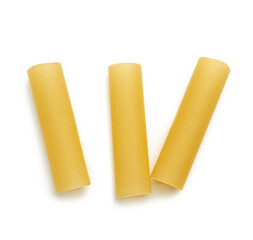 raw cannelloni pasta isolated on white background