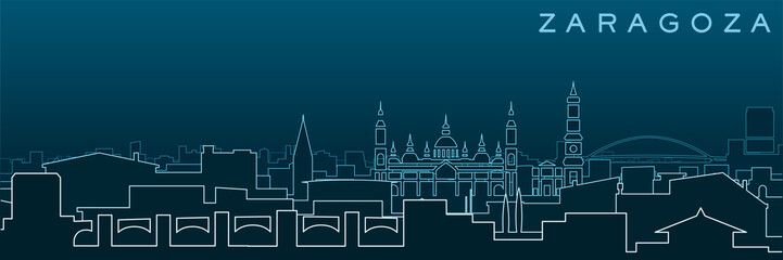 Fototapeta premium Zaragoza Multiple Lines Skyline and Landmarks