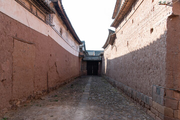  View of narrow street in rural traditional Chinese village. Typical street scene in Chinese...