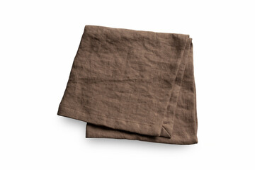 One single chocolate brown table setup serving linen cotton napkin square folded