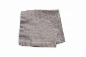 One single light gray table setting service raw linen cotton napkin square fold