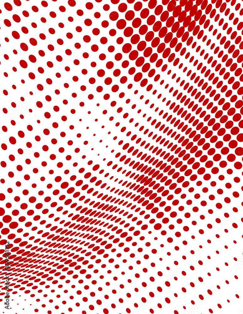 Poster Warped dotted background with halftone effect. Vector graphics