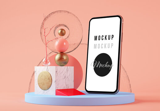 Screen Mobile Mockup in Surreal Set